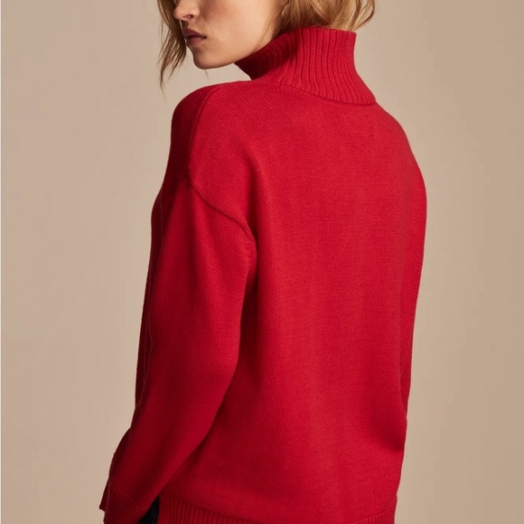 Lucky Brand Mock Neck Tunic Sweater Tango Red Size Small - Picture 3 of 12